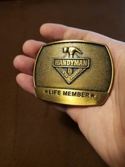 Handyman Club of America Life Member Brass Hammer Belt Buckle 1996
