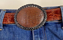 LIZARD skin Belt Buckle Handmade Western Cowboy HANDMADE NEW Authentic brown