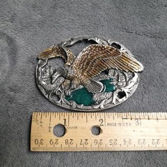 C & J VTG 90s Flying Eagle Belt Buckle Enamel Glaze USA Made 1541