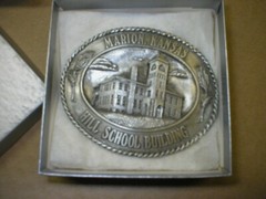 2 Vintage Belt Buckles, Marion, Kansas, County Courthouse/Hill School Building