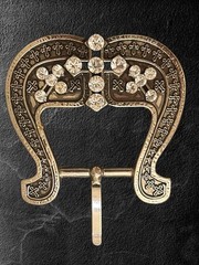 Western 3 Pcs 1” Wide Leather Belt Buckle Set With Cross & Crystals