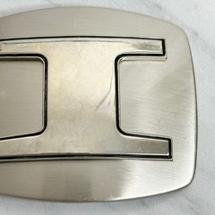 Letter I Initial Monogram Silver Tone Belt Buckle – 3.16&Prime; x 2.78&Prime;