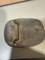 Vintage German Nickel Silver Team Calf Roping Rodeo Belt Buckle w/ Blank Ribbons