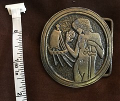 *** Woman and Ship Brass-Colored Belt Buckle