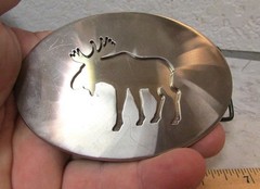 Alaska Hand Made Stainless Steel Moose shape Belt Buckle, 1.5 inch belt size