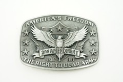 American&rsquo;s Freedom 2nd Amendment Right to Bear Arms Silver Metal Belt Buckle