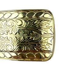 Vintage Unbranded Made in USA Bright Gold Tone Ornate Western Belt Buckle