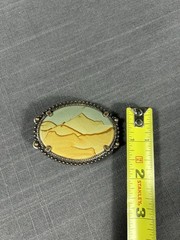 Vintage Landscape Jasper Stone Western Belt Buckle Cowboy