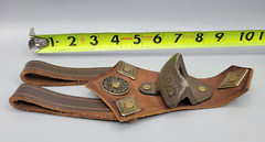 Vintage Cowboy Cast Iron Bottle Opener Brown Genuine Leather Belt Holster