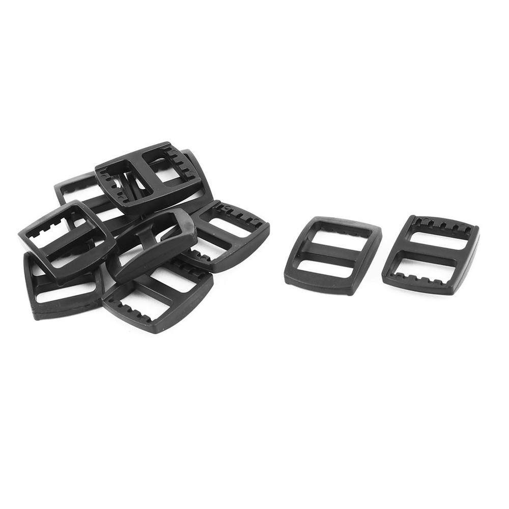 Travel Plastic Adjustable Backpack Glide Buckle Black 15mm Strap Width 10pcs