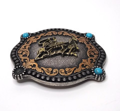 Nocona Rectangle Team Roping Roper Western Cowboy Rodeo Belt Buckle 37022