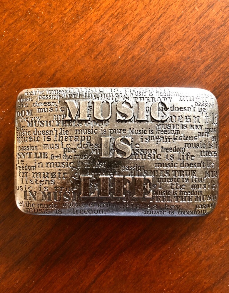 Vintage Music Is Life Quote Retro Musician Metal Unisex Men’s Belt Buckle