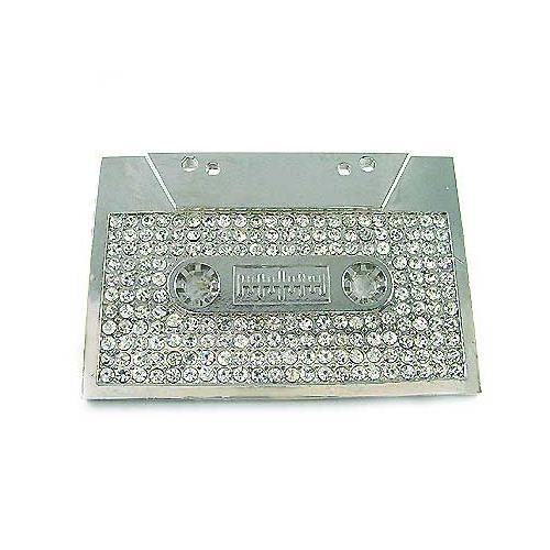 Cassette Tape Rock Music Rhinestones Hip Hop Men Women Fashion Metal Belt Buckle