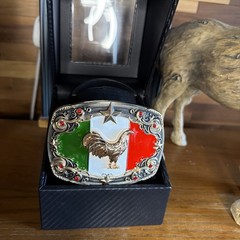 Mexican Flag Charro Cowboy Belt Buckle Hebilla Vaquera Made In Mexico