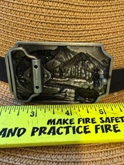 Antiqued Silver Rectangle Bass Fishing Belt Buckle