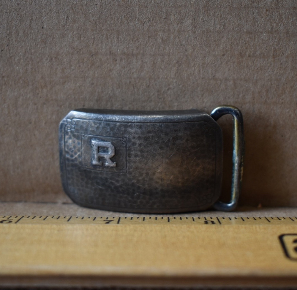 Antique Hickok Sterling Silver Belt Buckle Monogrammed « R » Used Ready 2 Wear