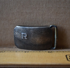 Antique Hickok Sterling Silver Belt Buckle Monogrammed « R » Used Ready 2 Wear