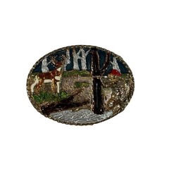 Buckle Vintage 1989 W USA Oval Outdoor Scene Belt Buckle