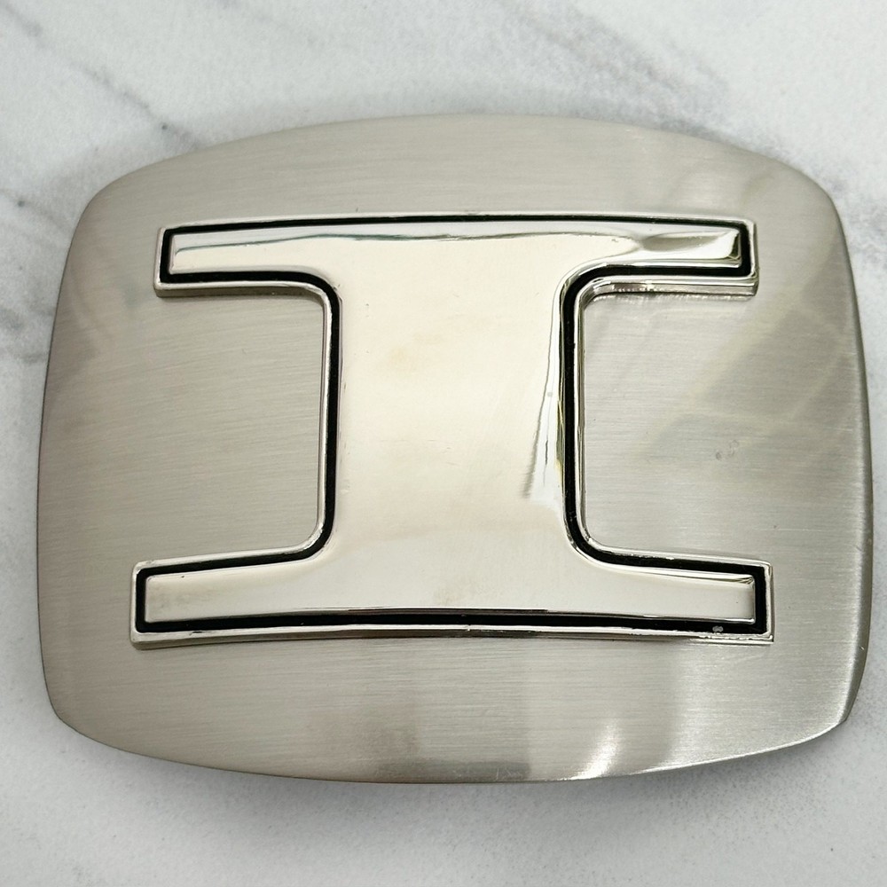I Letter Initial Monogram Silver Tone Belt Buckle 3.16&Prime; x 2.78&Prime;