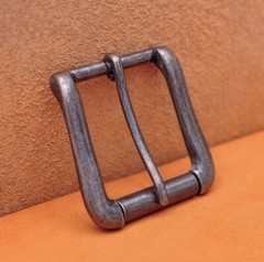 40mm Vintage Silver Two-Tone Heavy Square Roller Single Prong Pin Belt Buckle