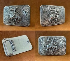 Antique Silver Bronco Rider Cowboy Belt Buckle Fits 1-1/2&Prime;(38mm) Wide Belt