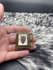 Vintage Belt Buckle Shell Inlaid Brass Ornate Design Marked Gloray Newport #A98