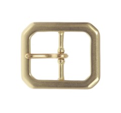 1 1/4 Inch Center Bar Single Prong Solid Brass Octagon Rectangular Belt Buckle