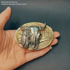 Casting Brass Buffalo Skull Belt Buckle, Personalized Metal Men Belt Buckle,gift