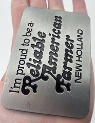 VTG 1982 New Holland Farming Metal Belt Buckle Proud To Be An American Farmer
