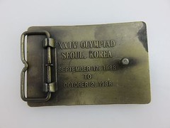 US Olympic Shooting Team Official Sponsor Belt Buckle Brass 1988 Seoul Korea