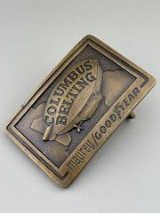 Columbus Belting Goodyear Blimp Belt Buckle Heavy Cast Brass Industrial