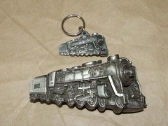 VTG 1978 Bergamot Brass Works Locomotive Train Belt Buckle Matching &rsquo;87 Keychain