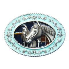 Western Horse and Saddle Cowboy Rodeo Enamel Metal Belt Buckle