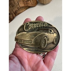 Vintage Corvette Brass belt buckle Award Design Metals