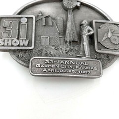 1987 Great Bend KS Belt Buckle Windmill Barn Farming Agriculture 3I Kansas