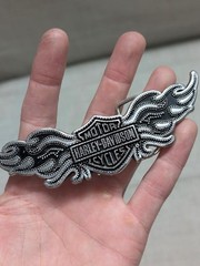 vintage Y2K belt buckle HARLEY DAVIDSON motorcycle STUDDED flames wings WESTERN