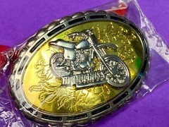 Motorcycle On Western Mixed Colors Belt Buckle In Packaging