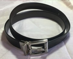 Belt & Buckle Silver Tone Reversable Black Or Brown 1&Prime; Wide Size 36 Fits 32&Prime;-38&Prime;