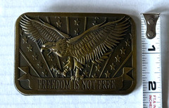 American Eagle Freedom Is Not Free Men&rsquo;s Belt Buckle Patriotic Brass Color Metal
