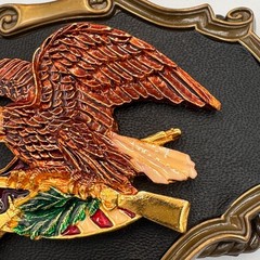 Vintage Eagle Rifle American Flag Belt Buckle Patriotic Western Bronze Tone 3D
