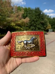 Western Buckle Gold Silver Red Running Horse Cowboy Fit 2 » Hebillas Vaqueras