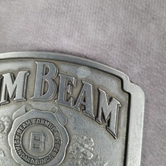 Jim Beam Belt Buckle Mens Silver Metal Kentucky Straight Bourbon Whiskey South