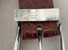 Vintage Pat Areias Sterling Silver Buckle and American Alligator Belt Size 29