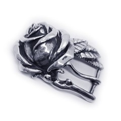 Rose White Sterling Silver Belt Buckle