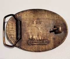 VTG 1981 THE STATE OF TEXAS BRASS BELT BUCKLE BY INSTYLE–3.5&Prime; X 2.5&Prime; OVAL SHAPE