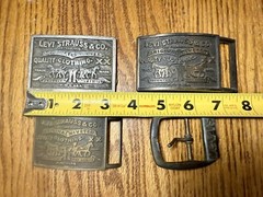 4 Vintage Belt Buckle Levi Strauss & Co Original Riveted Clothing Brass Tone USA