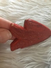 Vintage Horn Hand Made Carved Signed HT.98 Painted Red Arrow Pants Belt Buckle