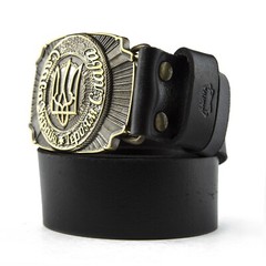 Brass belt buckle Glory to Ukraine!, National Ukrainian trident belt buckle