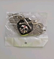 Guns Skull Wings Belt Buckle 6 Shooter Revolver MC Biker Fits 1.5&Prime; Belt