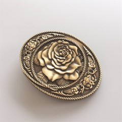 Vintage Bronze Plated Rose Western Oval Belt Buckle also Stock in the US